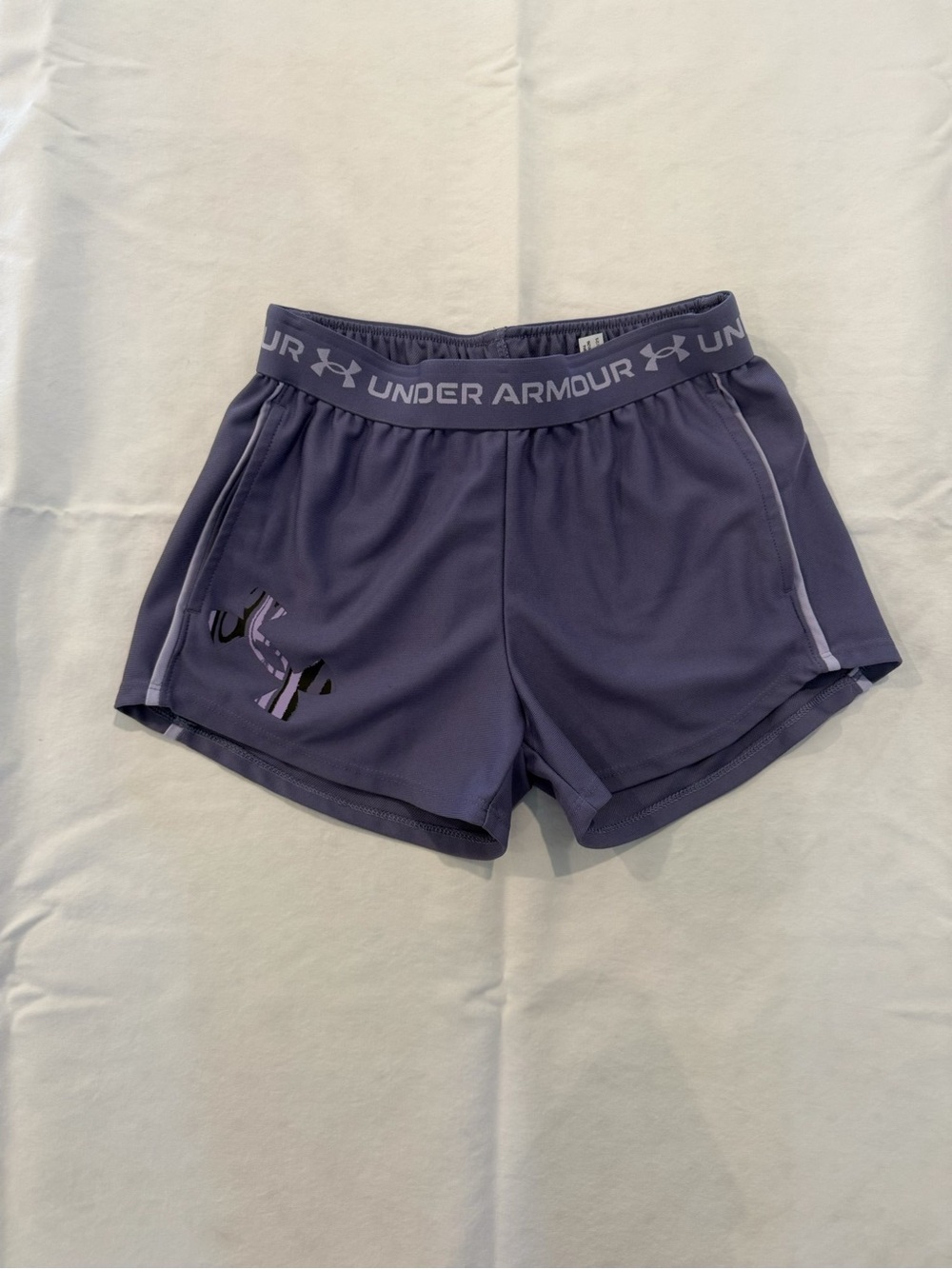 Under Armour Women's Lavender Athletic Shorts with Logo Waistband